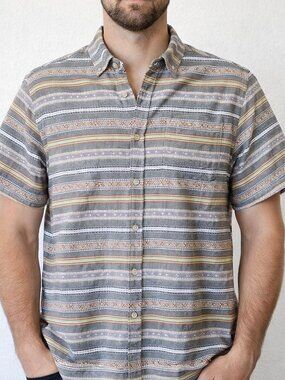 Carbon 2 Cobalt Button Up Short Sleeve Striped Shirt